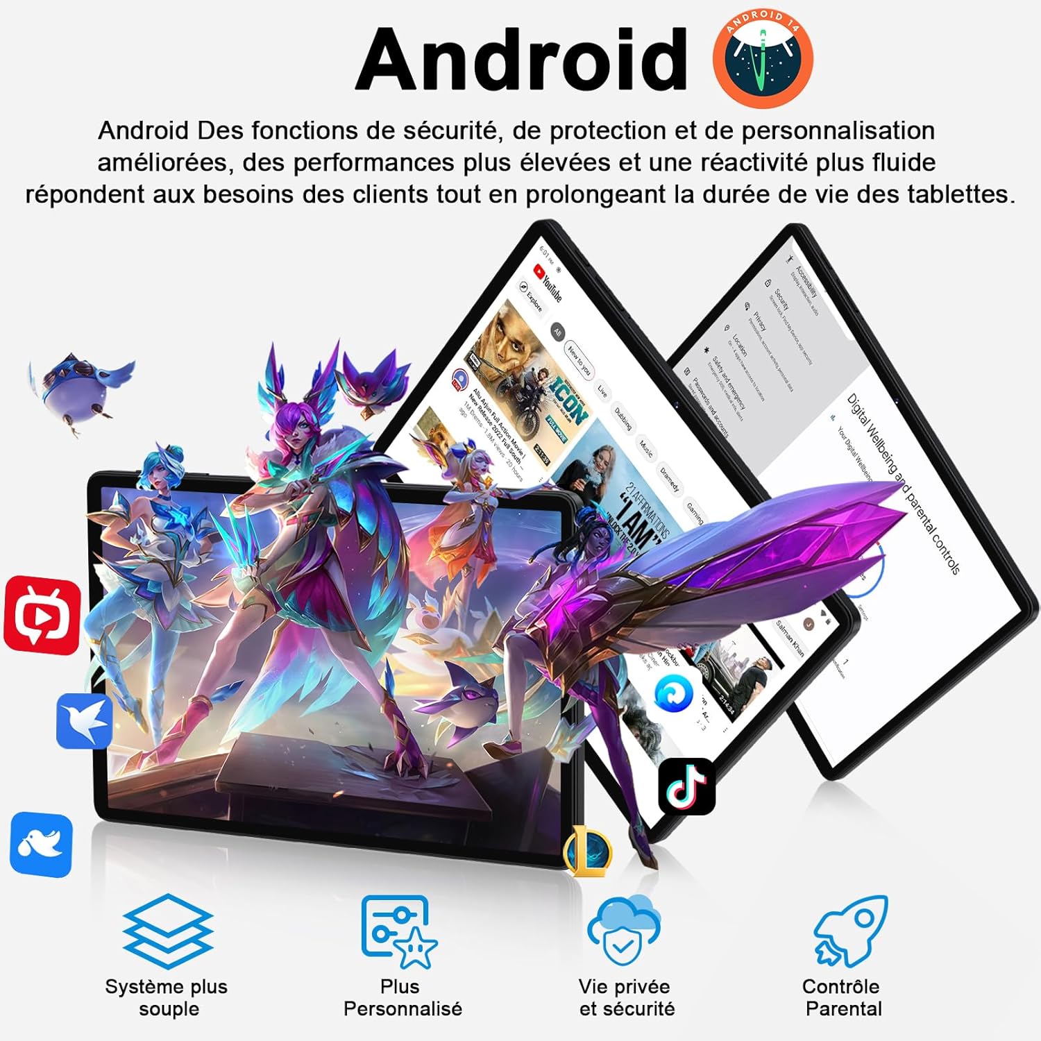 Thumbnail 2 de Nouvelle tablette Android 11 pouces 2026 : 24 Go RAM, 256 Go ROM extensible (jusqu’à 2 To) avec 5G WiFi 6, Widevine L1
