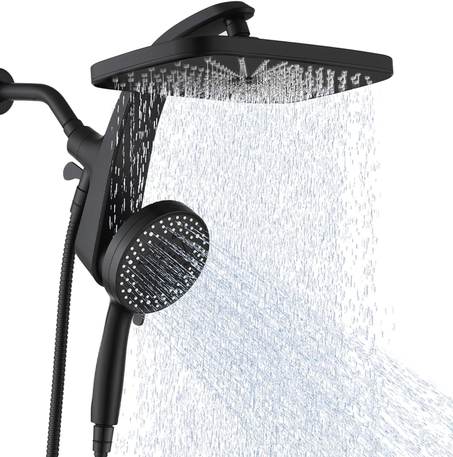 Detalle de BOZYBO Rain Shower Head with Handheld: 12-Inch Rainfall Head + 9-Mode Hand Shower, Magnetic Dock, Power Jets