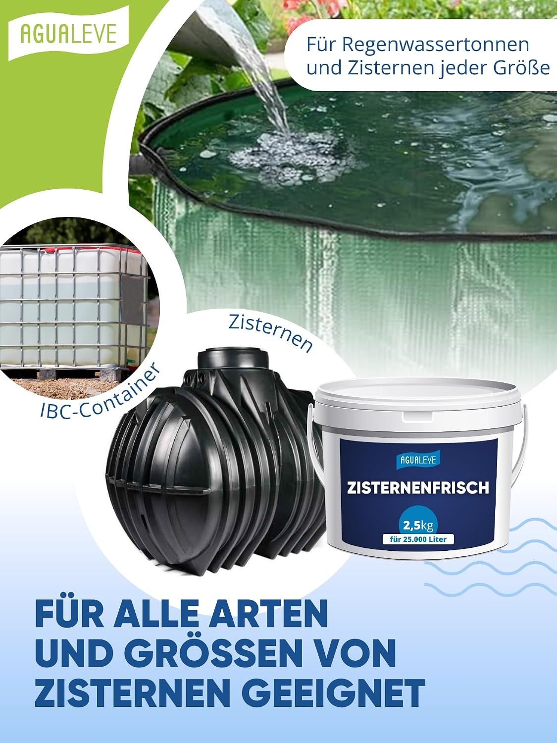 Thumbnail 6 de AGUALEVE® Zisternenfrisch 1 kg – hält Regenwasser frisch & rein, für bis zu 10.000 Liter | Made in Germany