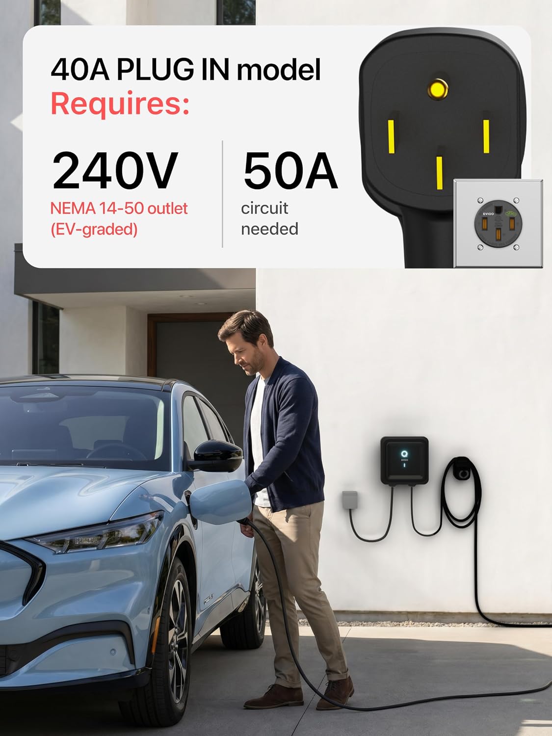 Thumbnail 6 de EVIQO Level 2 EV Charger 40A, 25 ft cable 🔌