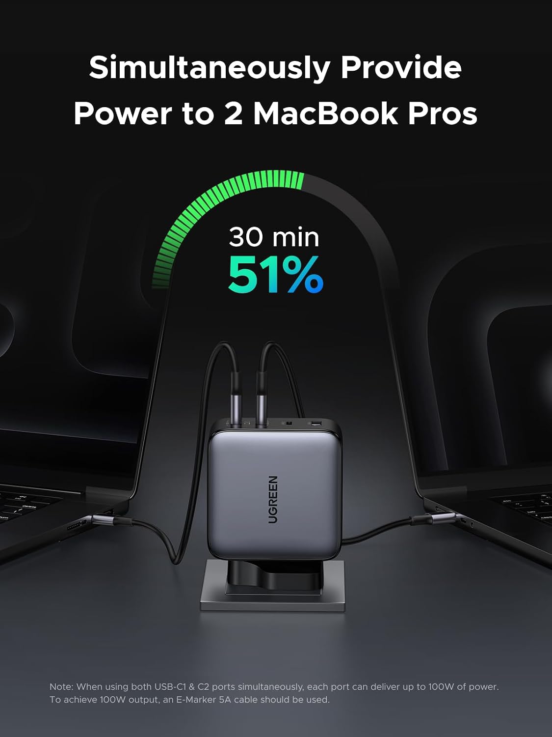 Detalle 2 de UGREEN Nexode 200W USB‑C Charger (NEXODE 3C1A) – 4‑Port GaN Fast Charger for Laptops, Tablets & Phones