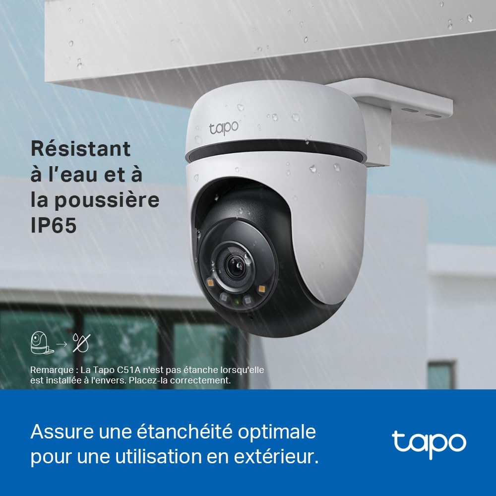Thumbnail 4 de Tapo C510W 2K caméra WiFi extérieure 360° : vision nocturne couleur, détection de personne et alarme sonore