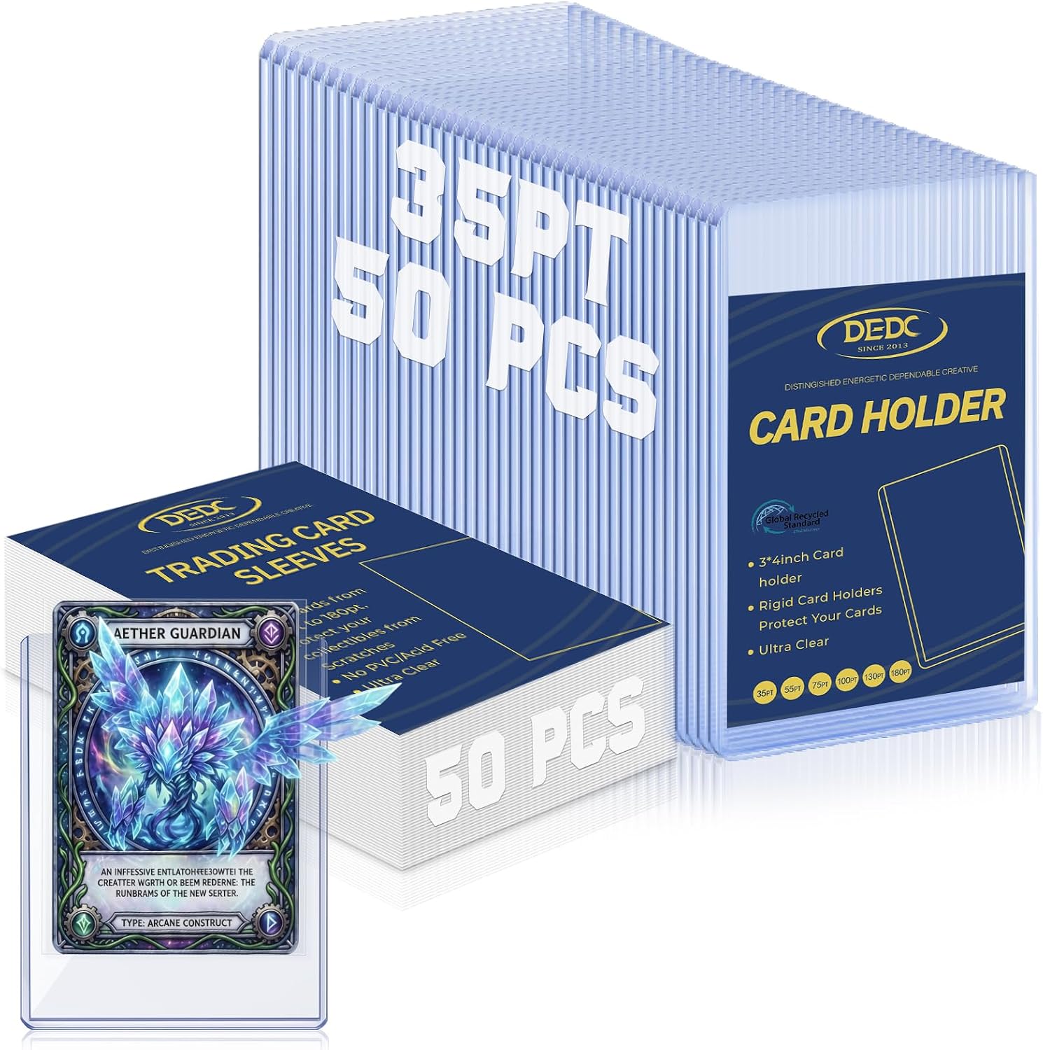 Detalle de DEDC 100 Top Loaders and Soft Penny Sleeves Bundle (3x4) – Double-Sleeve Protection for TCG/CCG Cards