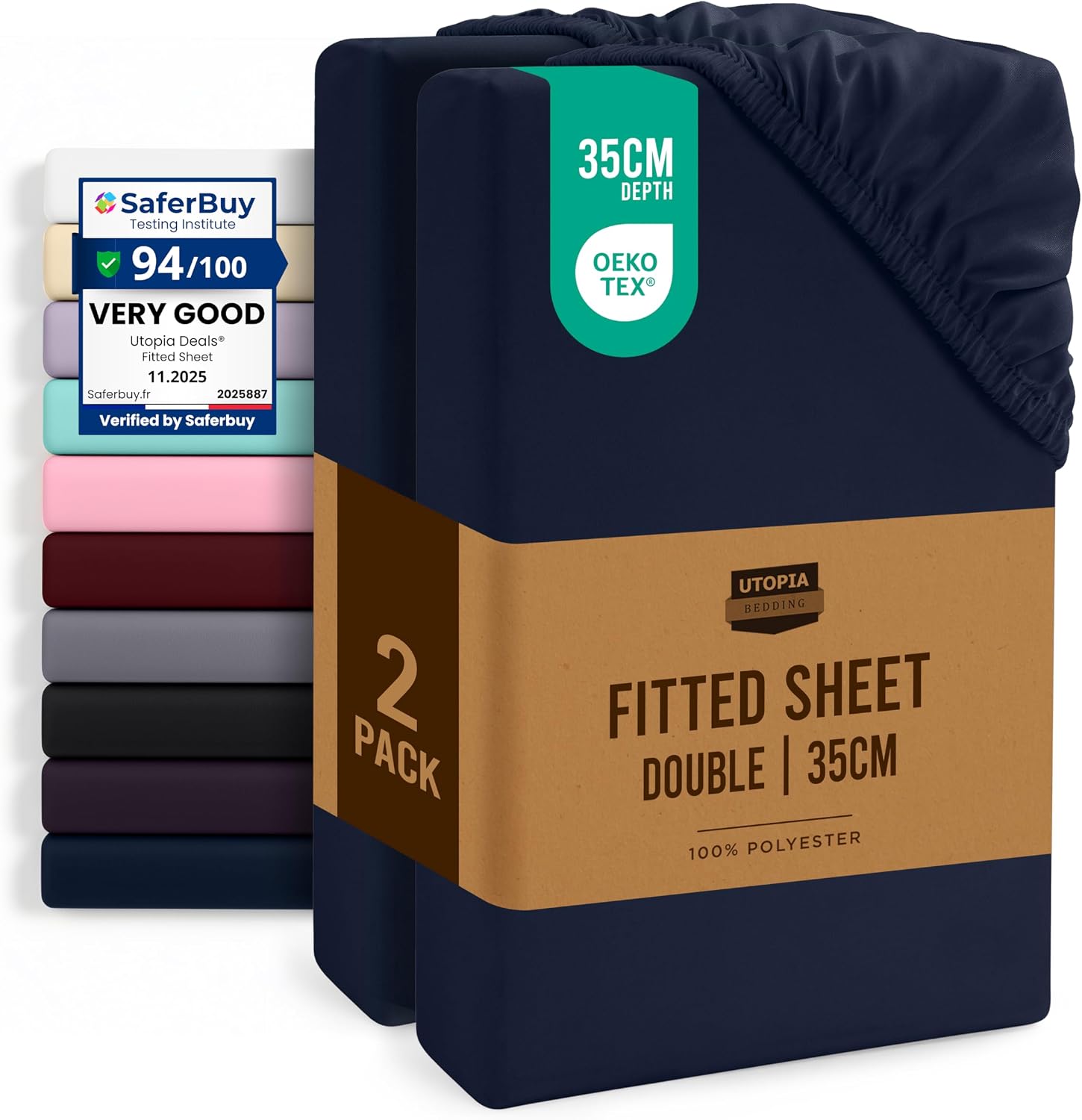 Detalle de Utopia Bedding Double Fitted Sheet 14 inch