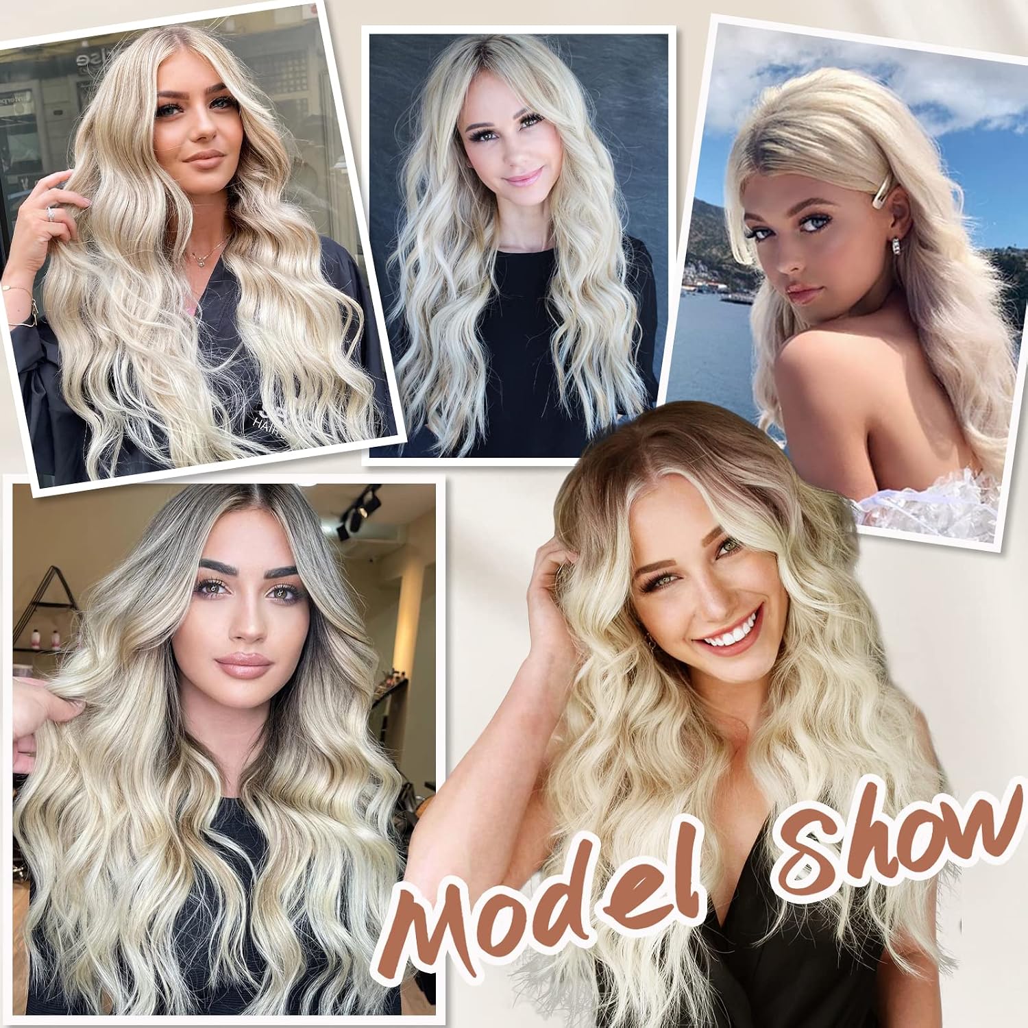 Detalle 1 de NAYOO 229236 26-Inch Long Wavy Blonde Wig with Dark Roots