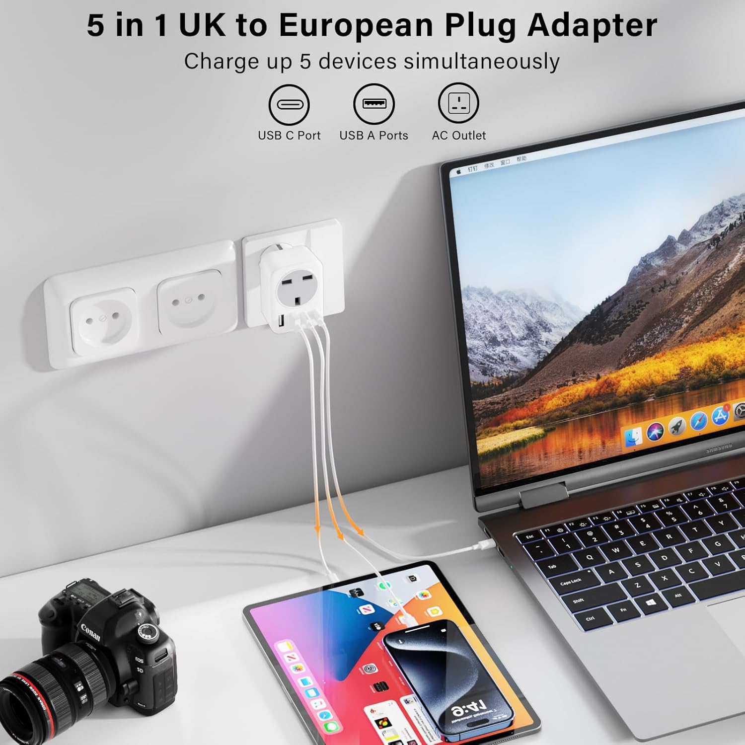Thumbnail 3 de grestar UK to Europe travel plug adapter 5 in 1