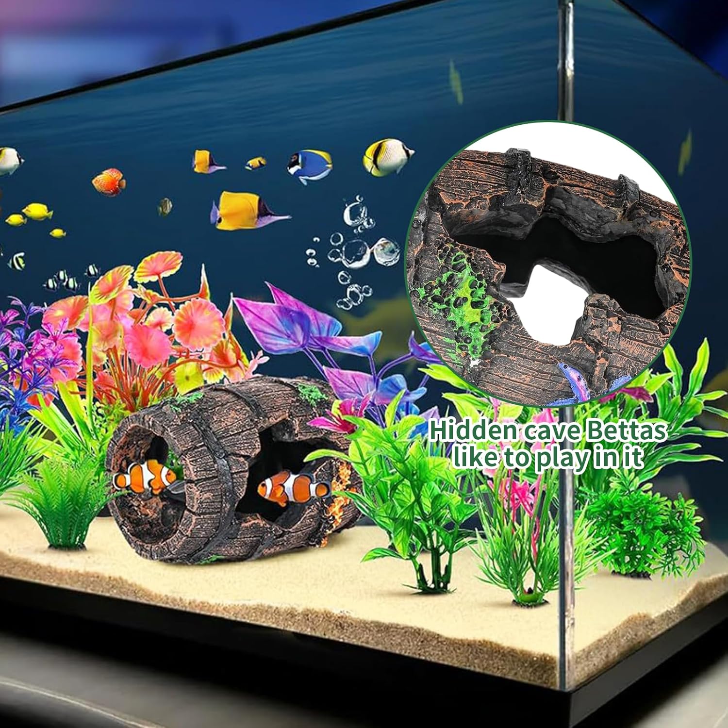 Thumbnail 4 de UOSIWYA 7-tlg. Aquarium Deko Höhle mit Moos-Simulation & Kunstharz-Versteck