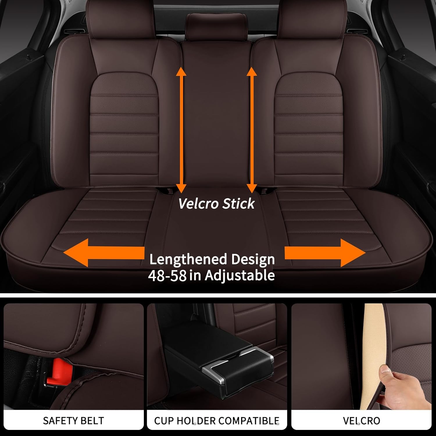 Detalle 2 de COVER EMPIRE Brown Full 5‑Seat Car Seat Covers