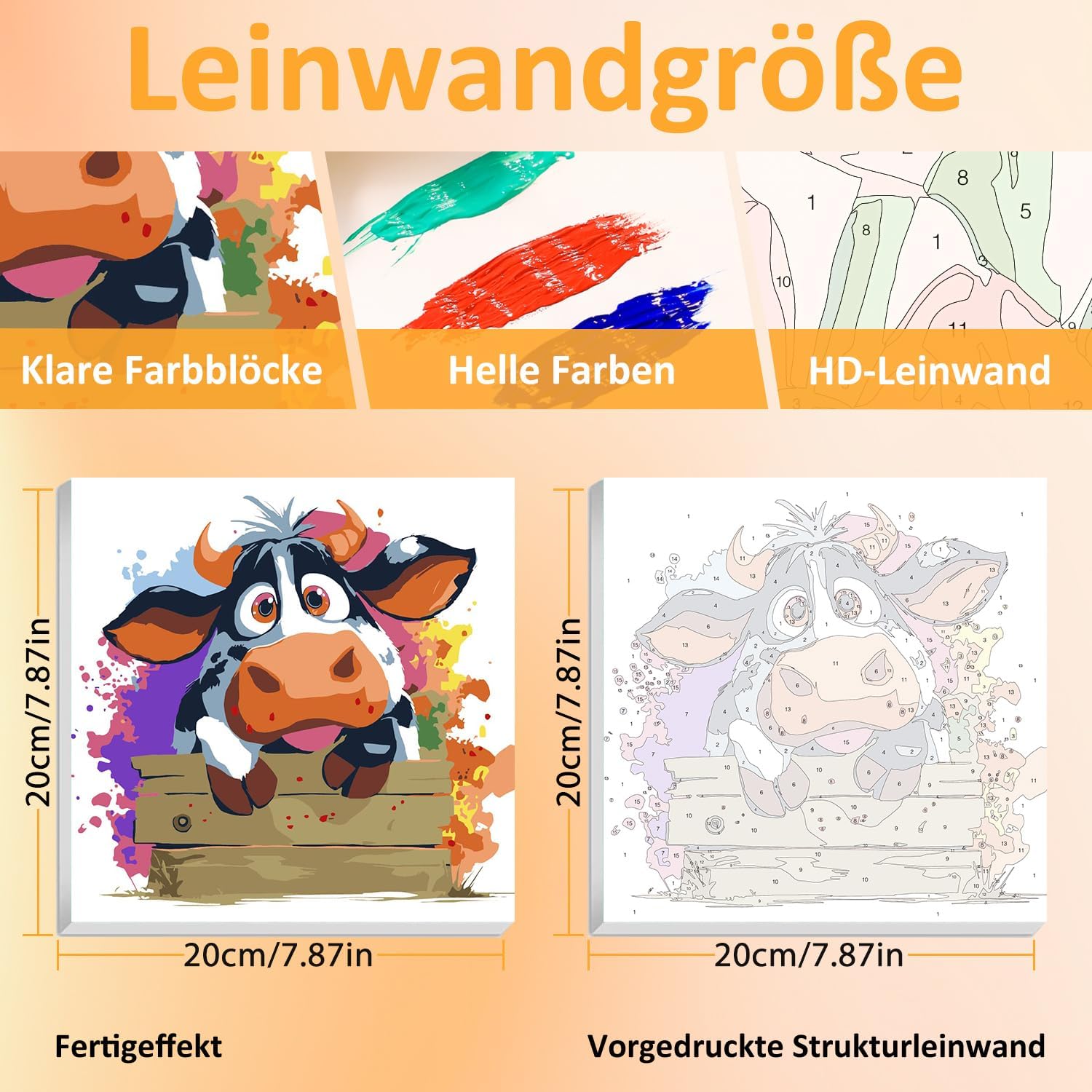 Thumbnail 1 de Malen nach Zahlen Kinder Ochse 20x20 cm