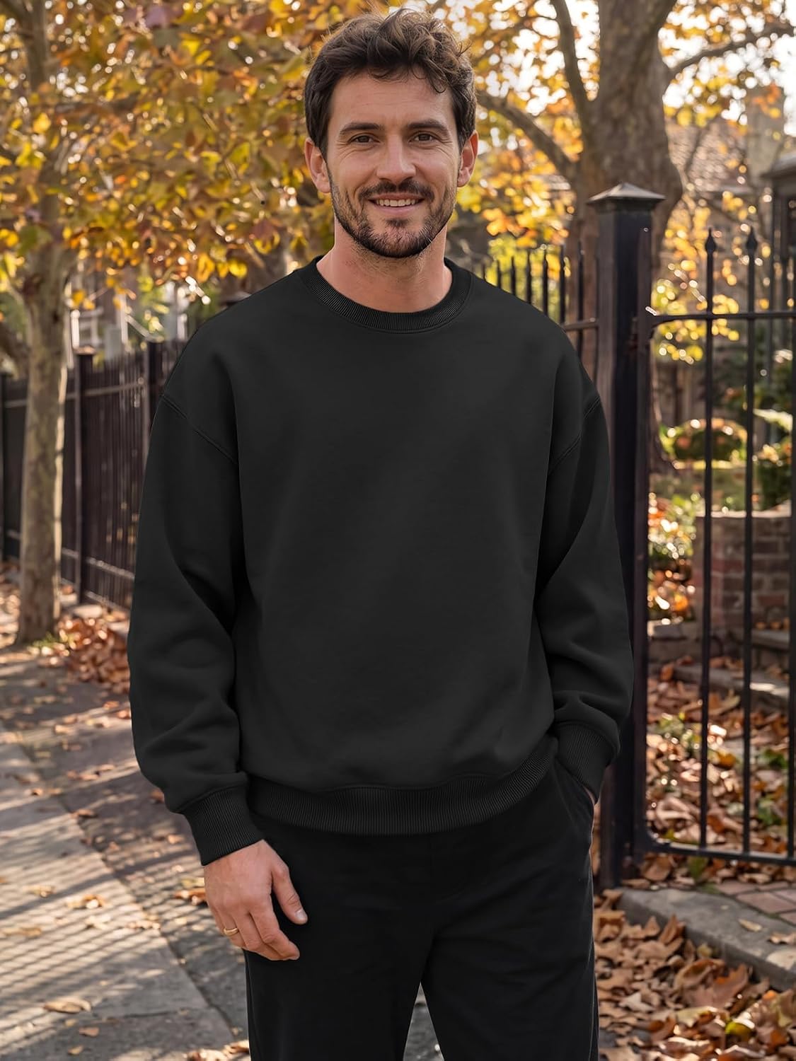 Detalle 1 de EFAN Men's Oversized Fleece Crewneck Sweatshirt, 50/50 Cotton-Poly Blend