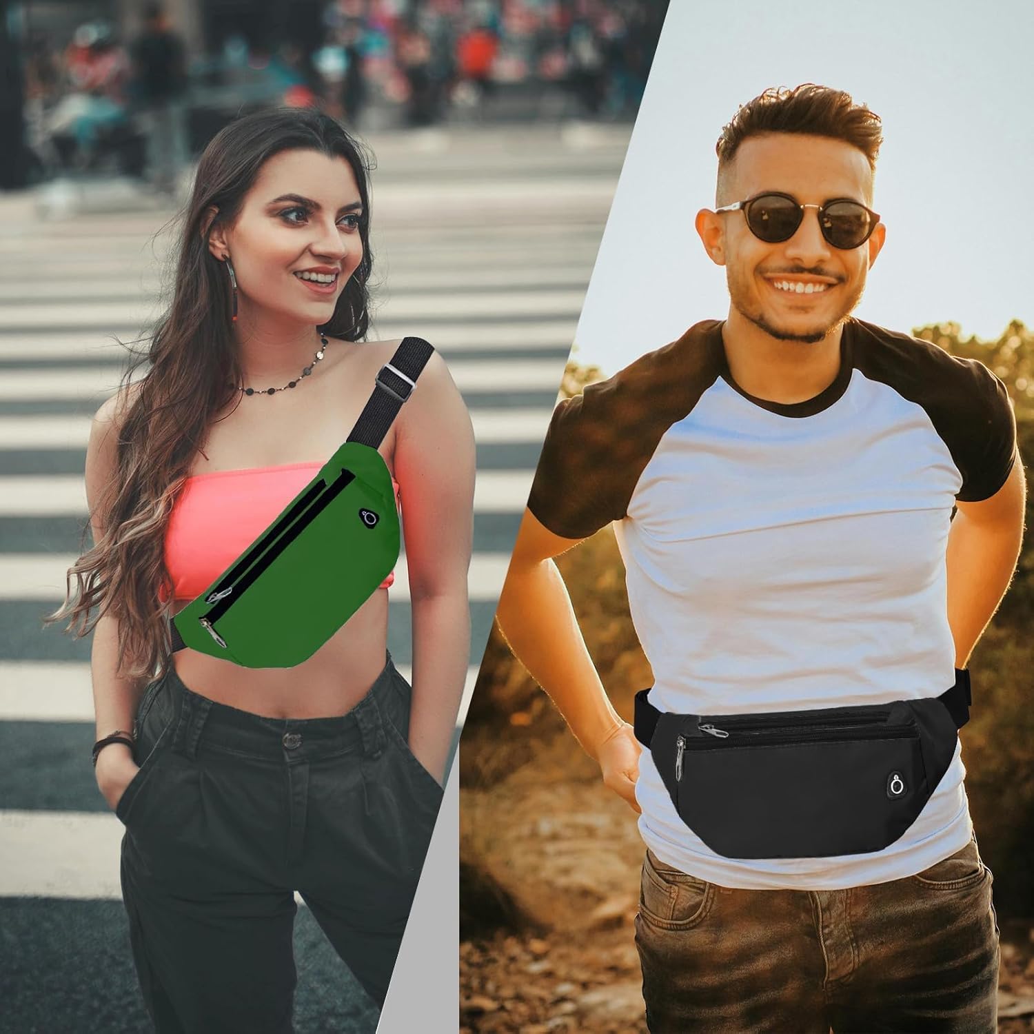 Detalle de Rosoz Bauchtasche – Unisex Hüfttasche für Outdoor, Reise und Alltag
