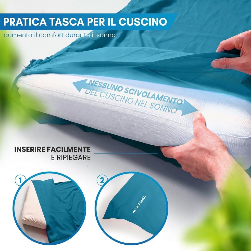 Detalle 2 de NORDMUT Sacco a pelo in microfibra con chiusura lampo continua – estivo da viaggio 220 x 90 cm