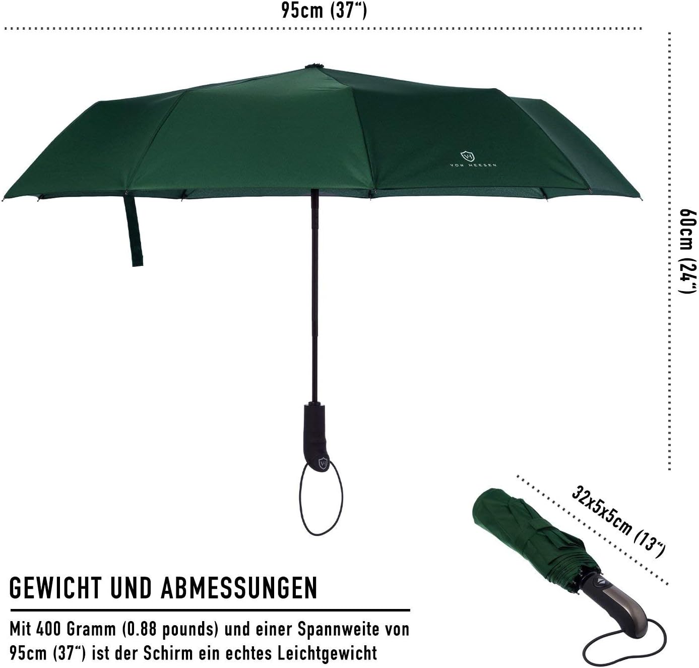 Detalle 2 de VON HEESEN Regenschirm 140 km/h sturmfest