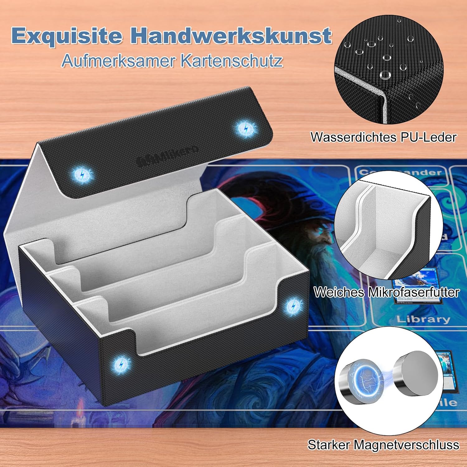 Thumbnail 4 de Mlikero Sammelkarten-Aufbewahrungsbox für 1800+ Karten – Maxi-Deckbox aus PU-Leder mit Magnetverschluss