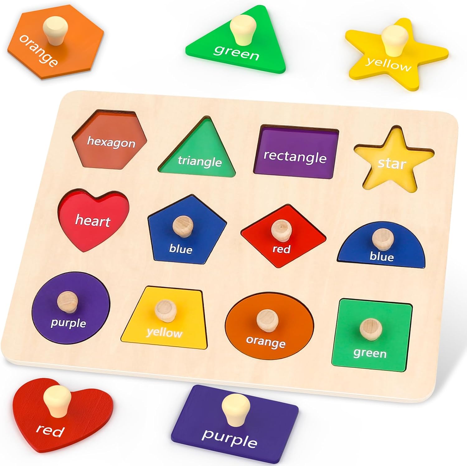 Detalle de Jumlys Montessori Wooden Shape Puzzle 12-piece