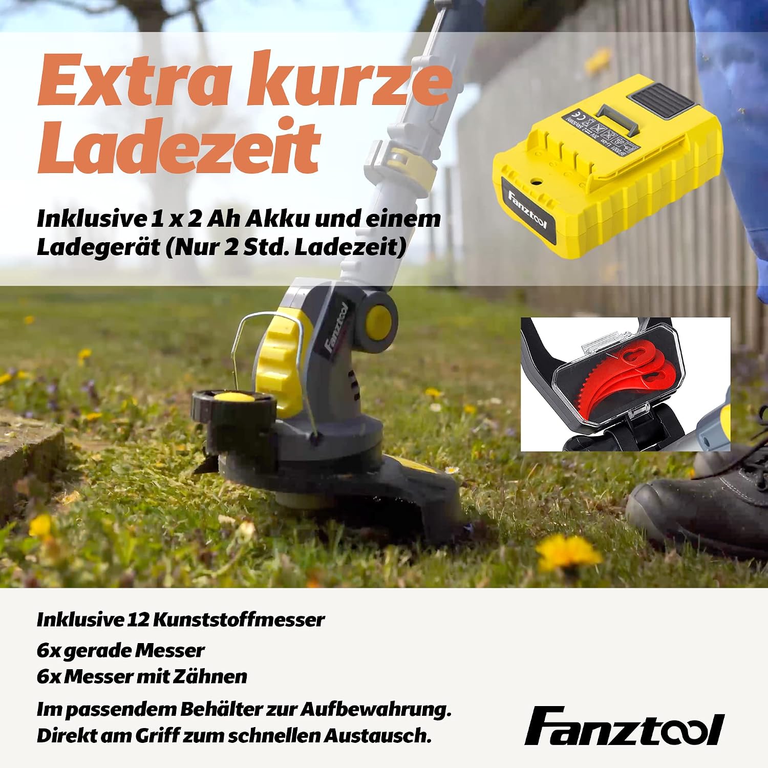 Thumbnail 3 de Fanztool Tagliabordi a batteria 20 V: kit completo con batteria da 2 Ah, caricabatterie e 15 lame di ricambio