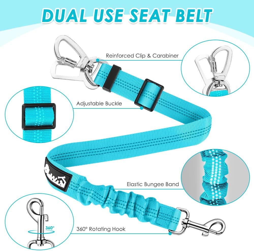 Detalle de Nasjac Dog Car Harness with Seat Belts – 2 in 1 breathable mesh harness and adjustable car seatbelt for safe travel