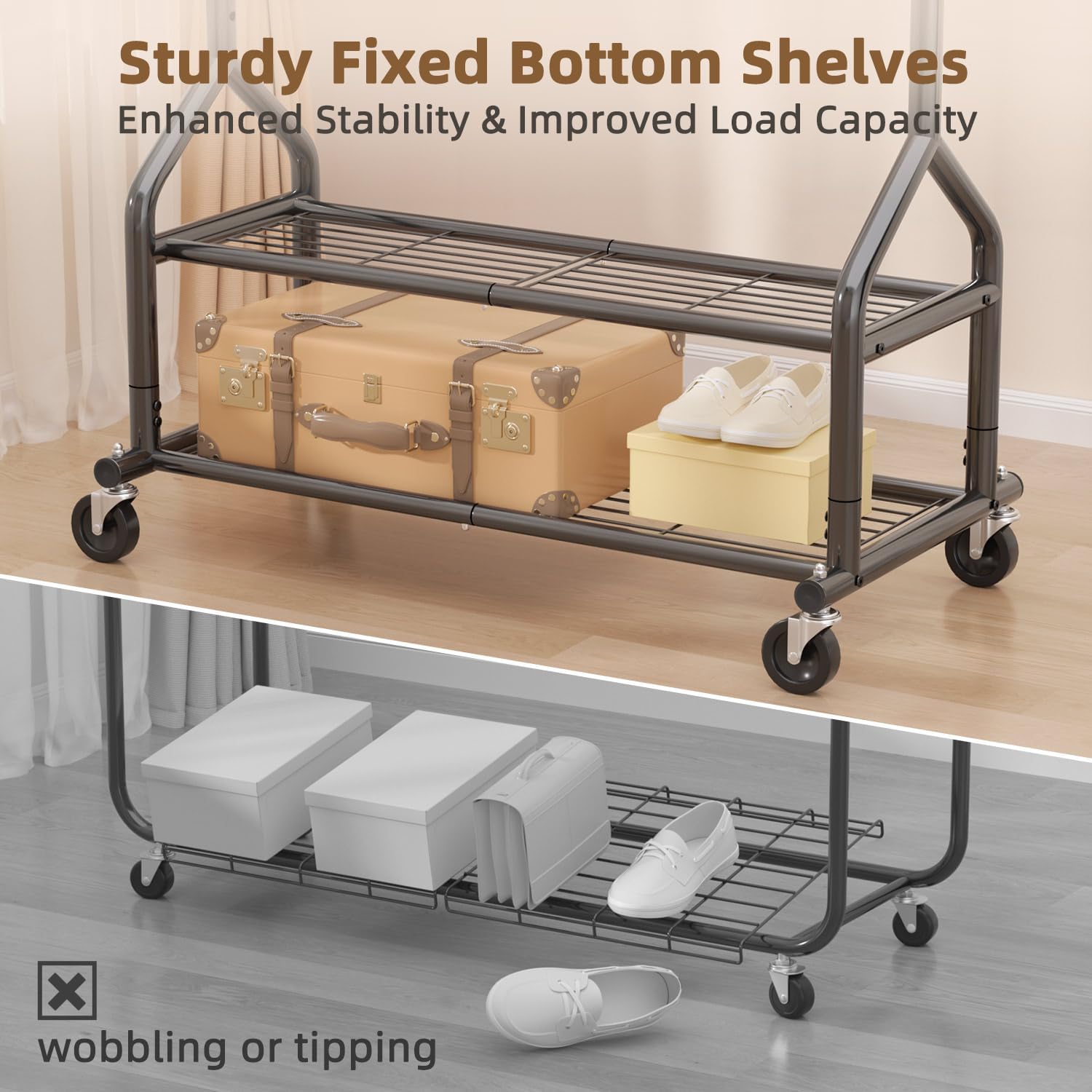 Thumbnail 6 de EAGMAK UKGRP070 Heavy-Duty Clothes Rack with Adjustable Rod, Shelves and Wheels