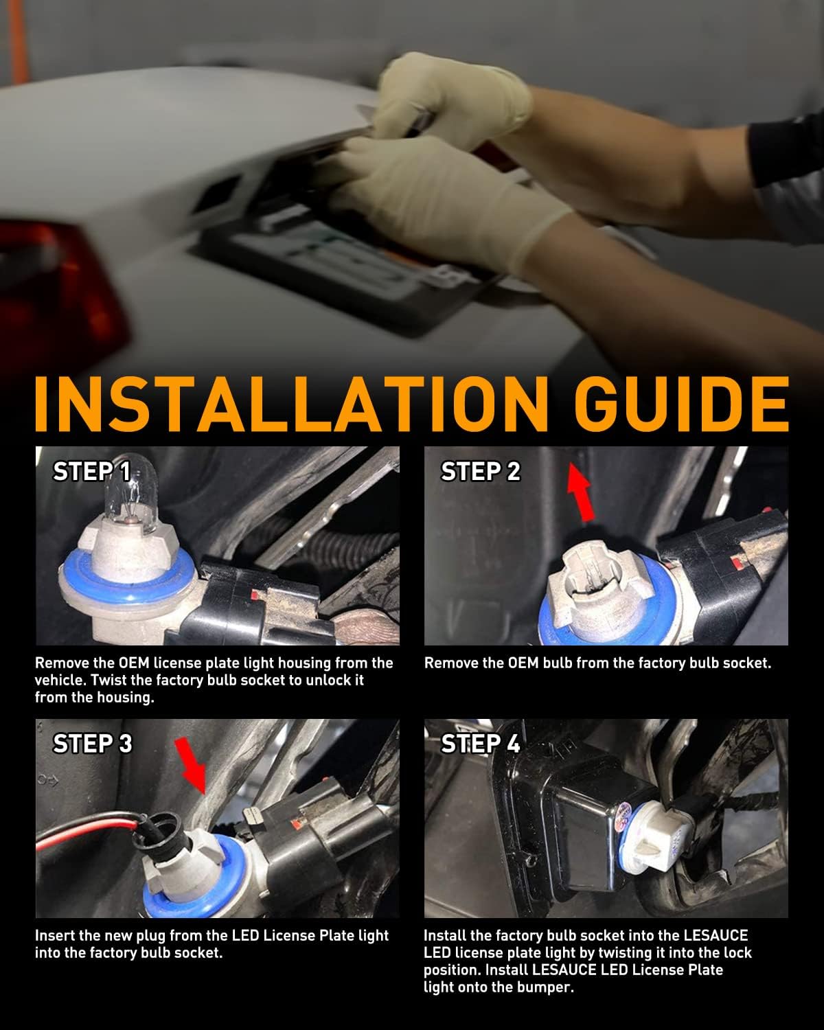 Thumbnail 6 de LESAUCE Full LED License Plate Light (Tag Light) 6000K Smoke Lens, Plug-and-Play Replacement for 2003-2018 Dodge Ram 1500/2500/3500 Pickup (2 PCS)