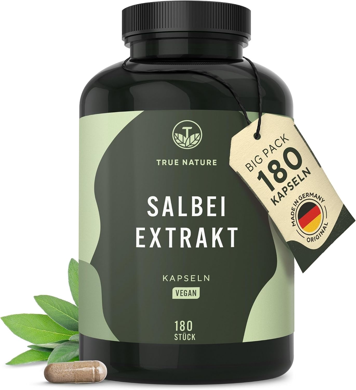 Detalle de Salbei Extrakt Hochdosiert 180 Kapseln (10:1) – 6.000 mg Salbei pro Tagesdosis | True Nature