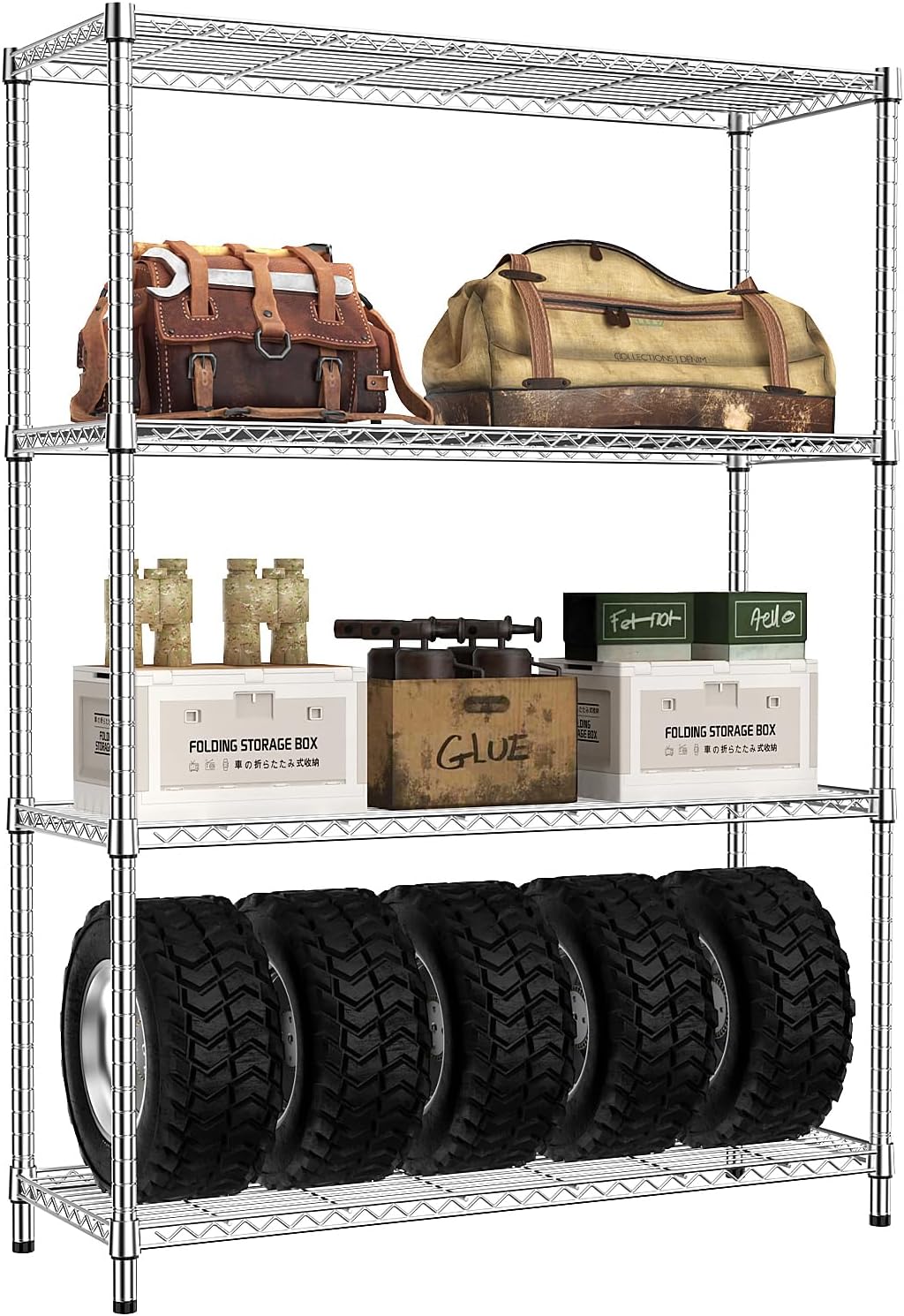 Thumbnail 6 de IZEUK Linked Storage Racks 4-Tier Adjustable Shelving