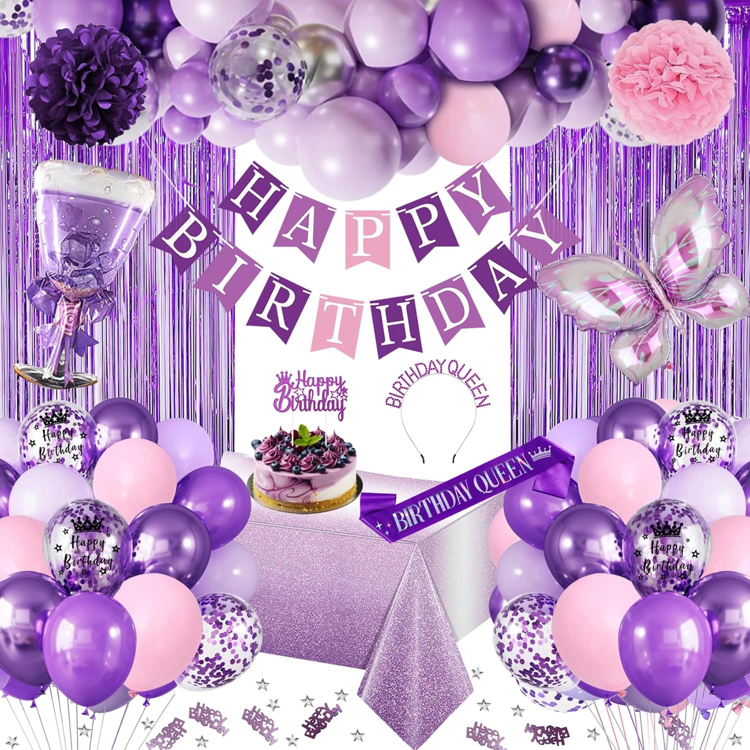 Birthday decorations set with 16 foot balloon chain