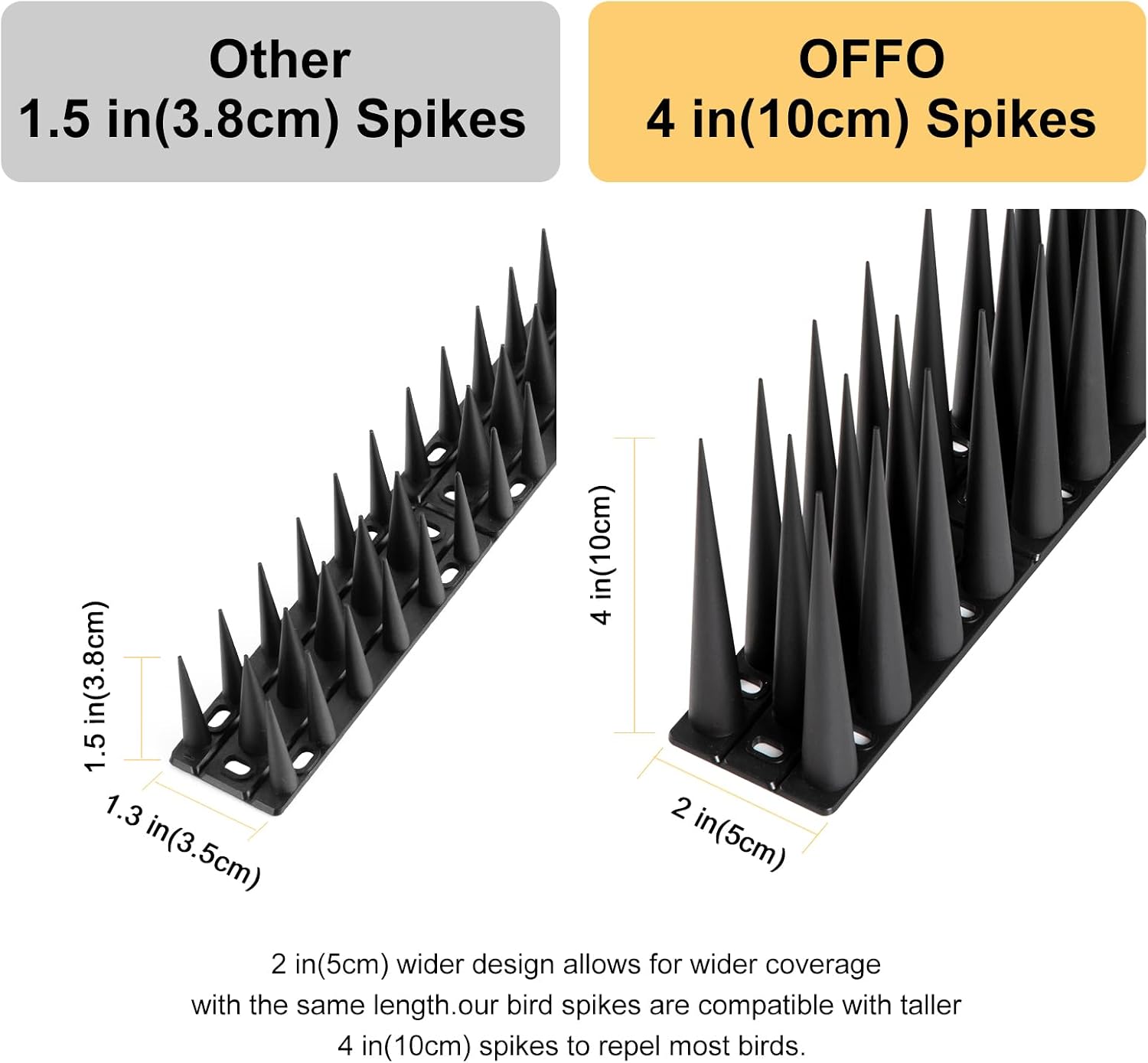 Thumbnail 1 de OFFO HC-BS-912-B11 Bird Spikes, 8 ft Black PP Perch Deterrent