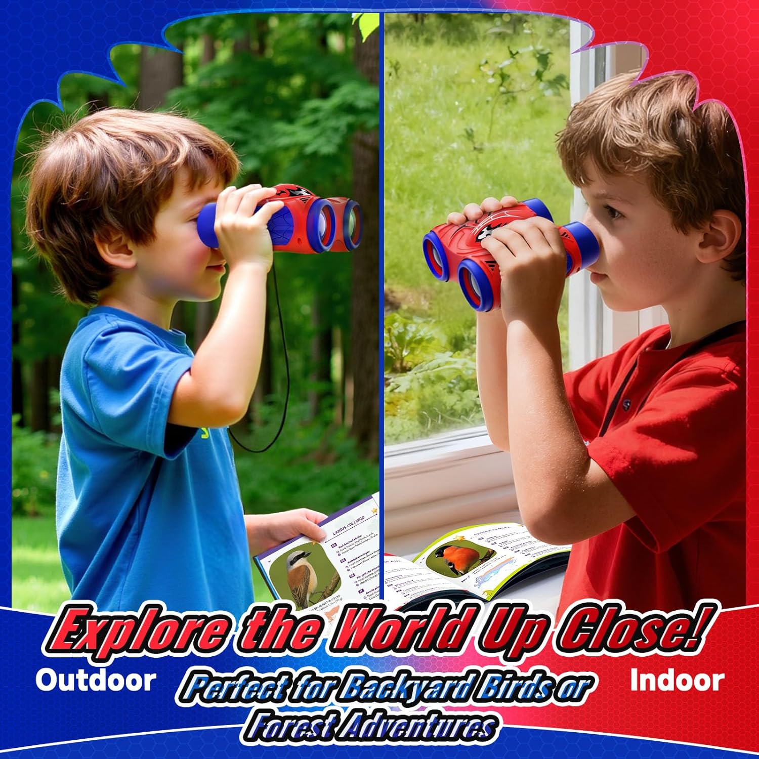 Thumbnail 4 de Kids Binoculars (Age 3–9) with Bird Watching Manual & Compass – Outdoor Garden & Park Explorer Toy