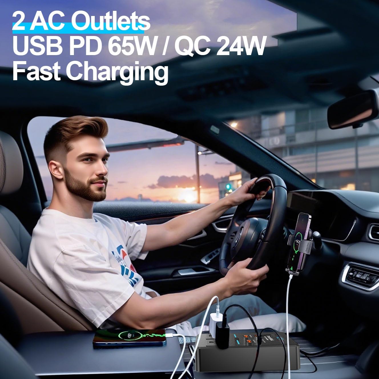 Thumbnail 6 de 300W Car Power Inverter: 12V to 110V with 65W USB-C Fast Charging