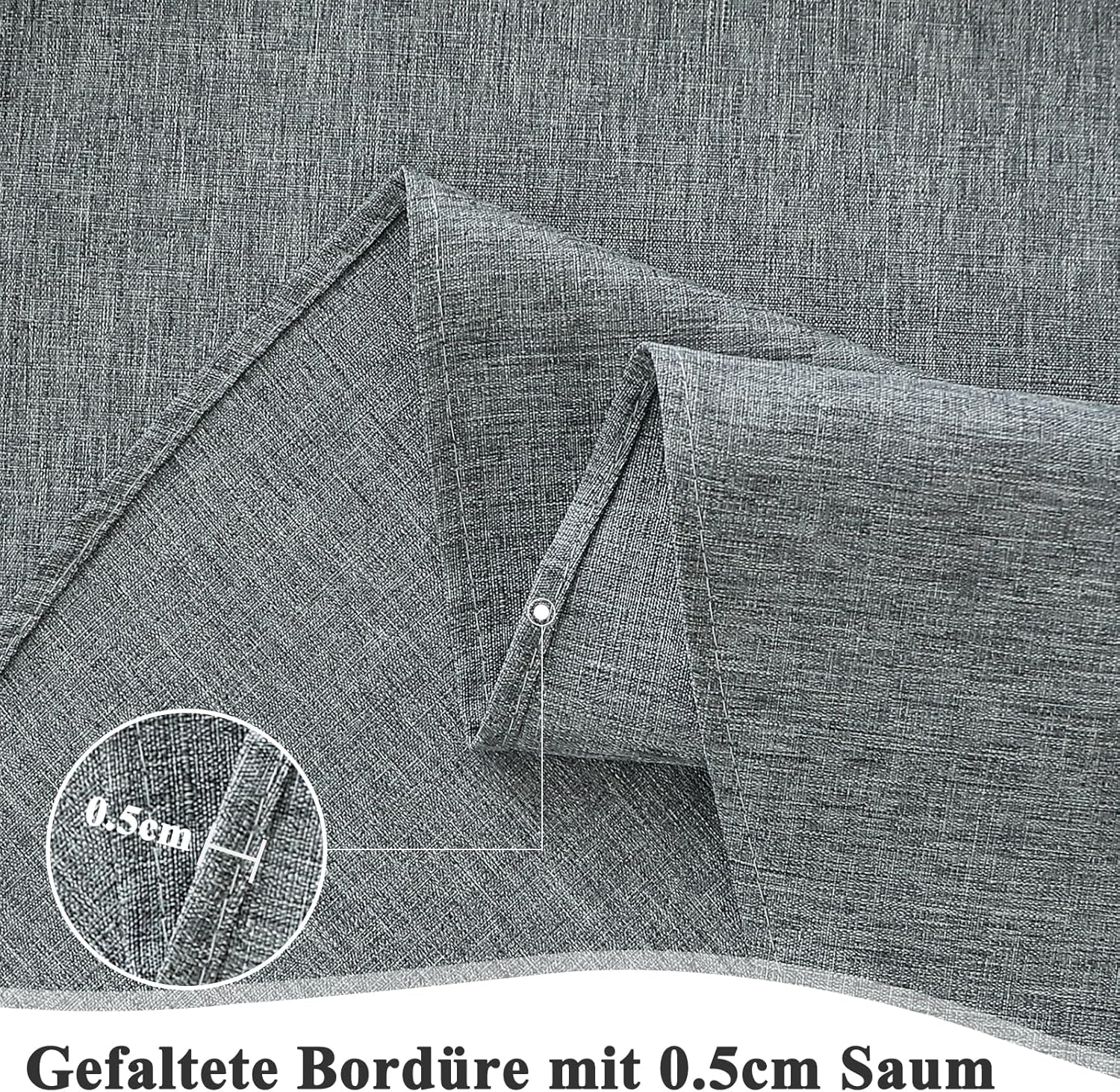 Thumbnail 4 de AooHome Tischdecke 140x220 cm Grau (Leinen-Optik) – wasserabweisend & abwischbar