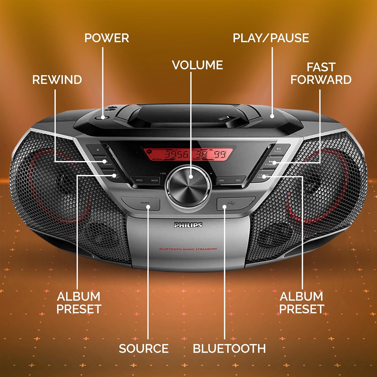 Thumbnail 2 de Philips Portable CD Boombox with Bluetooth 12W