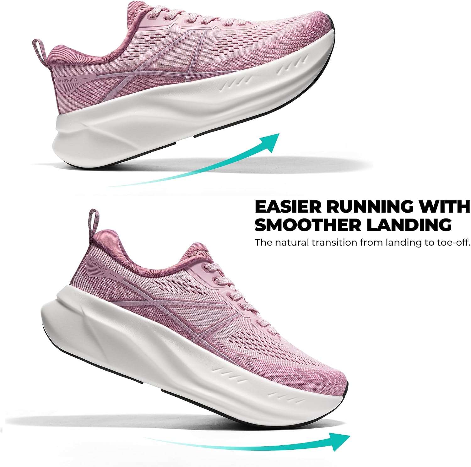 Detalle de ALLSWIFIT Women's Road Running Shoes: Cushioned, Lightweight, and Stable