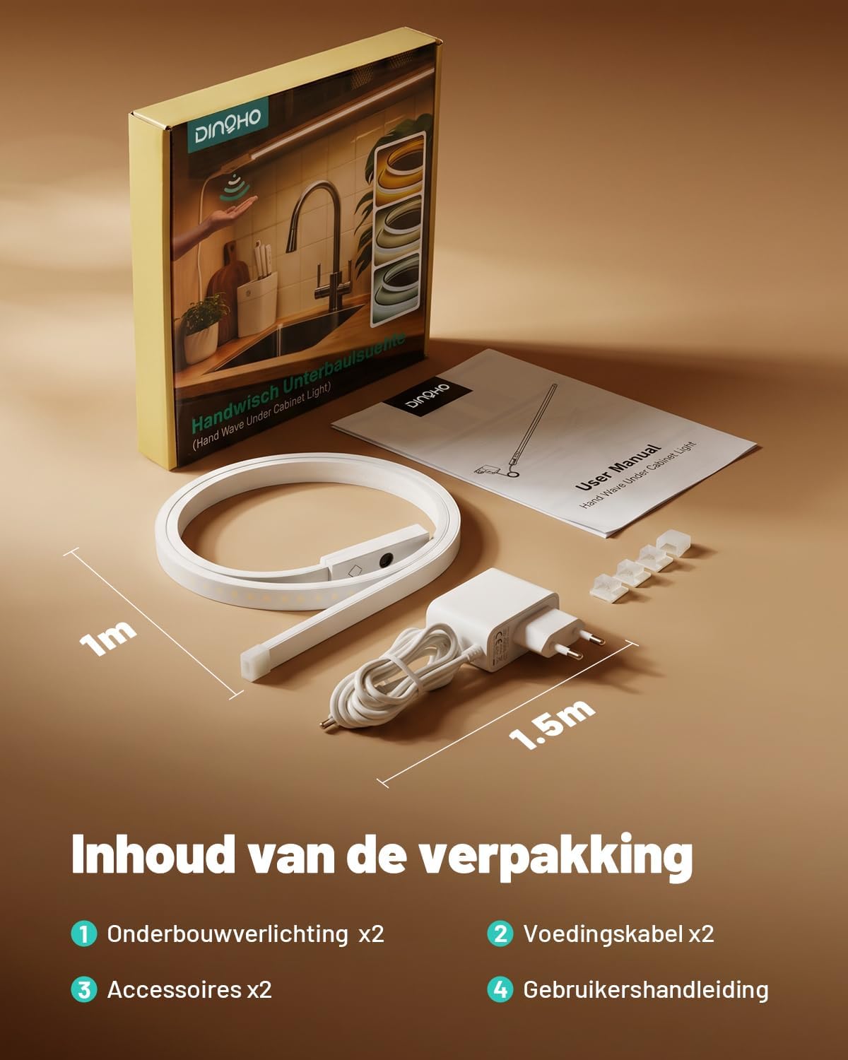 Detalle 2 de Dinoho DL1101311 ledstrip voor onder kast, dimbaar en 3 lichtkleuren