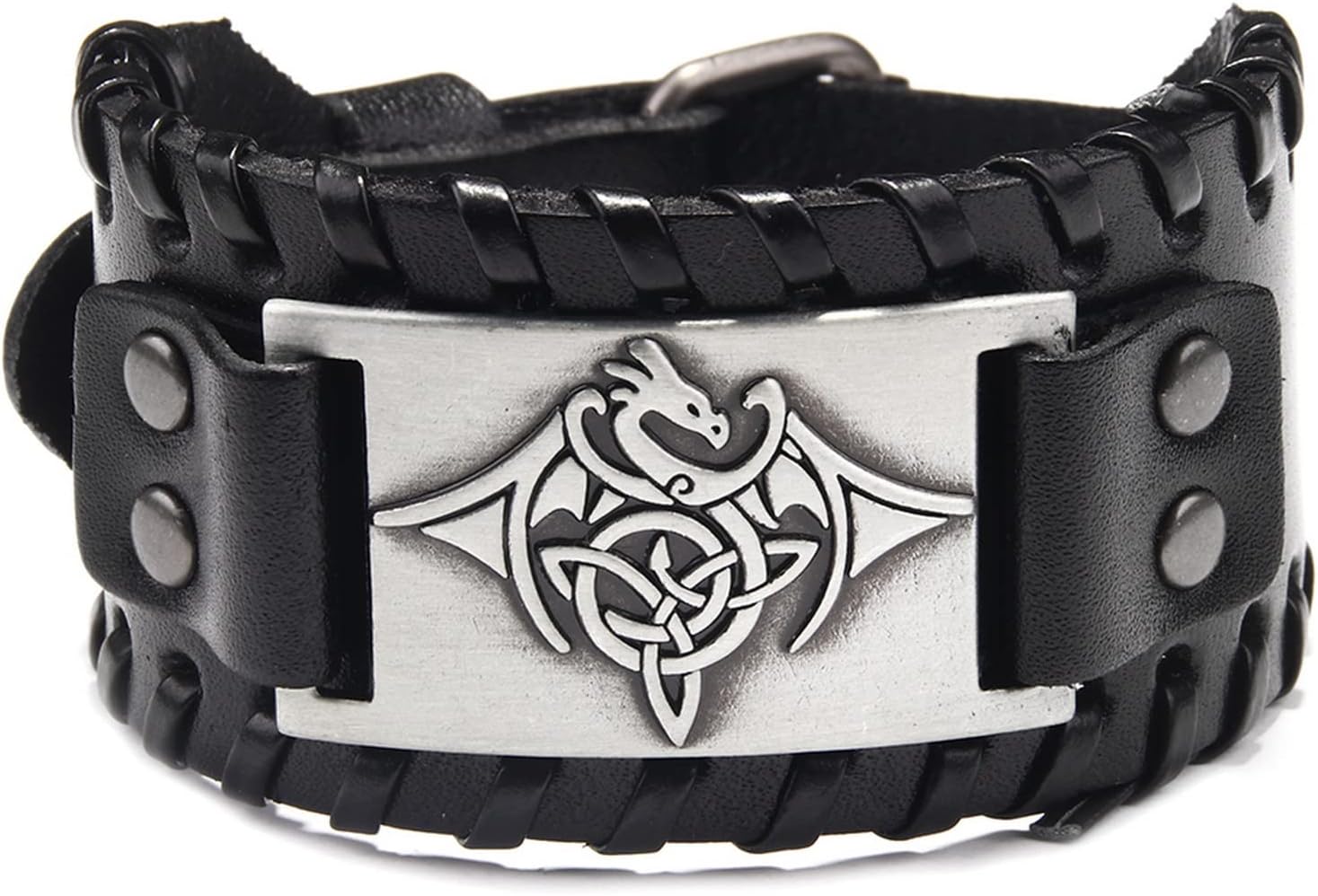 Thumbnail 6 de Thajaling Flying Dragon Totem Lederarmband – Breites Lederarmband mit keltischem Knoten