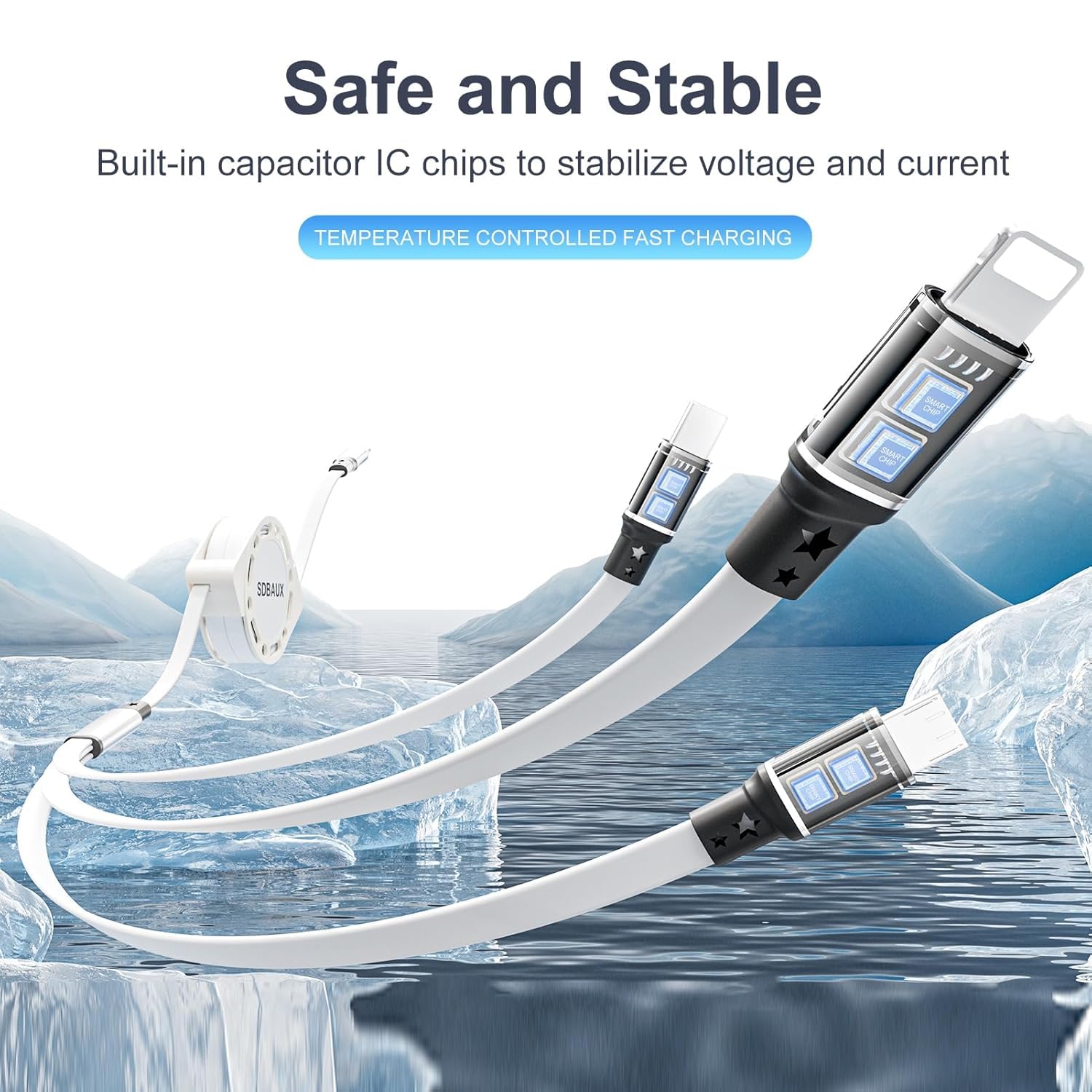 Thumbnail 2 de SDBAUX USB‑C to 4‑in‑1 Retractable Charger Cable 3A 1M (2 Pack)