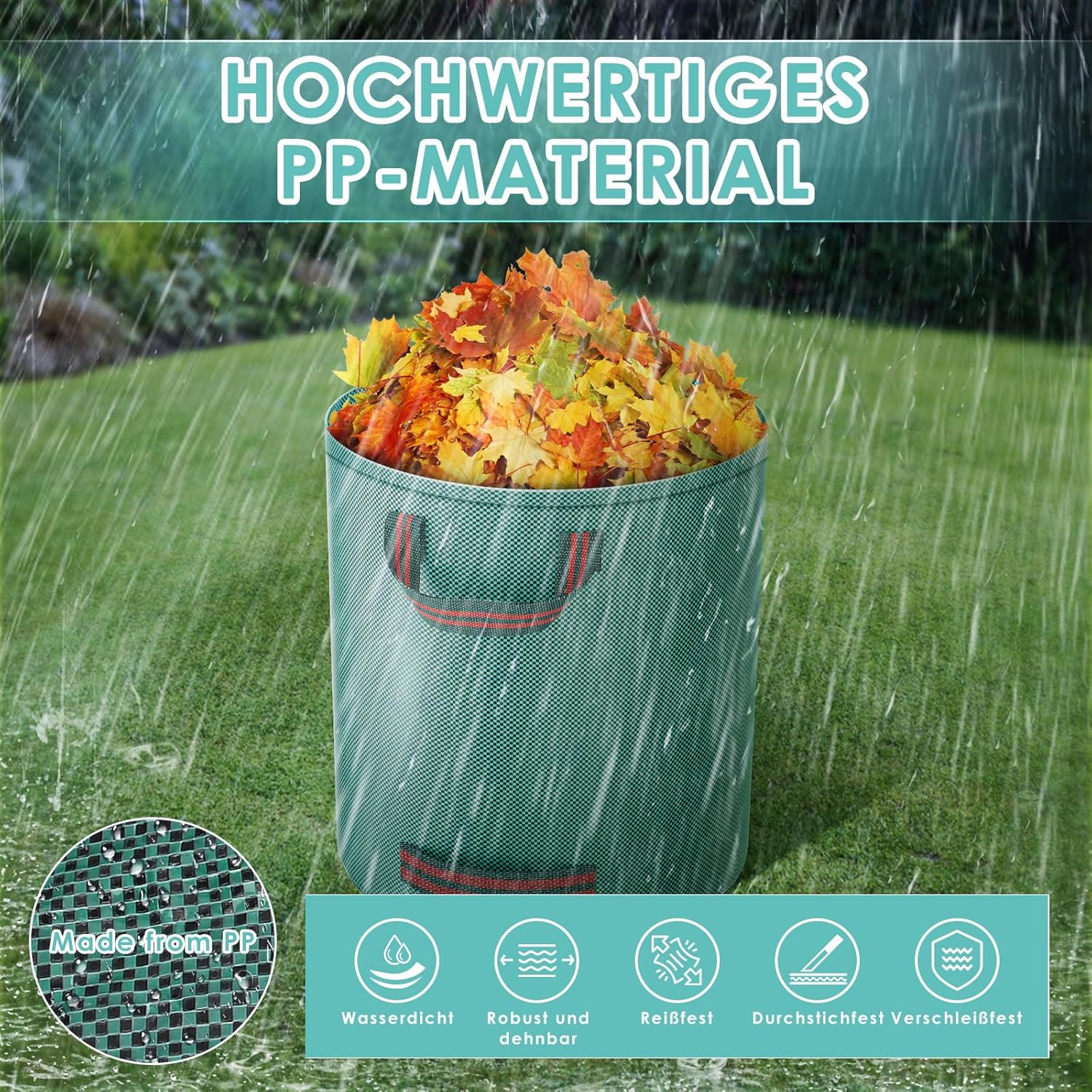 Thumbnail 3 de Pfloge® 2X 500L Gartenabfallsack – robuster, selbststehender Laubsack mit 4 Griffen