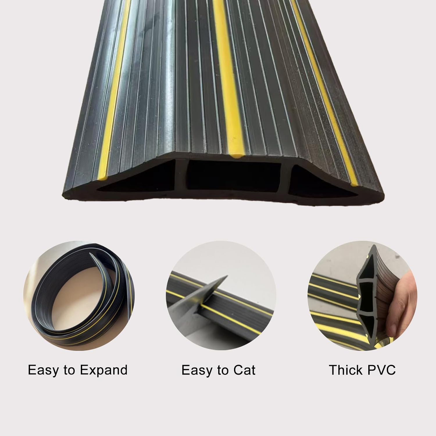 Thumbnail 2 de Hniuyun Floor Cable Cover: 2m Triple Channel PVC Protector for Wires on Floor
