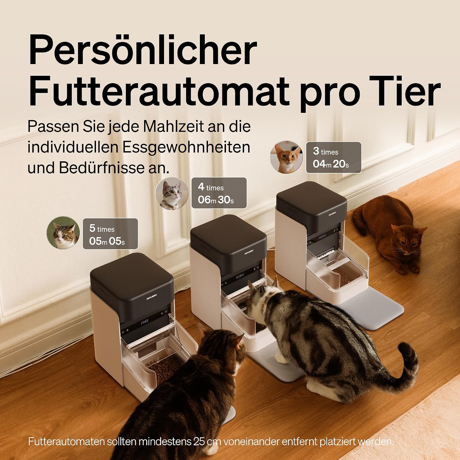 Detalle 2 de PETLIBRO Futterautomat Katze RFID – 3L, 10 Mahlzeiten, 5G Wi‑Fi, App‑Steuerung