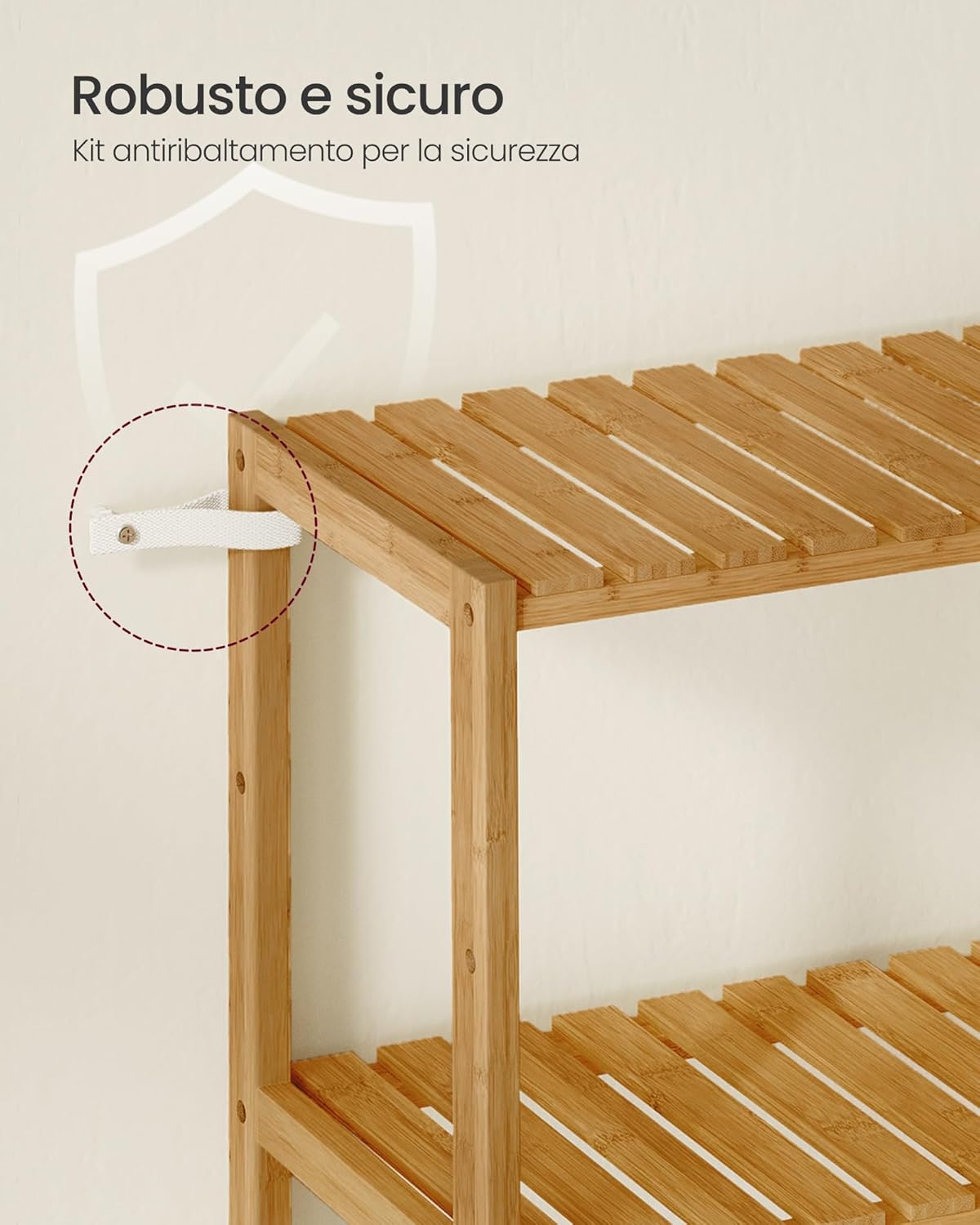 Detalle de SONGMICS Scaffale portaoggetti in bambù con 6 ripiani regolabili BCB036Y01, 26 x 60 x 160,9 cm
