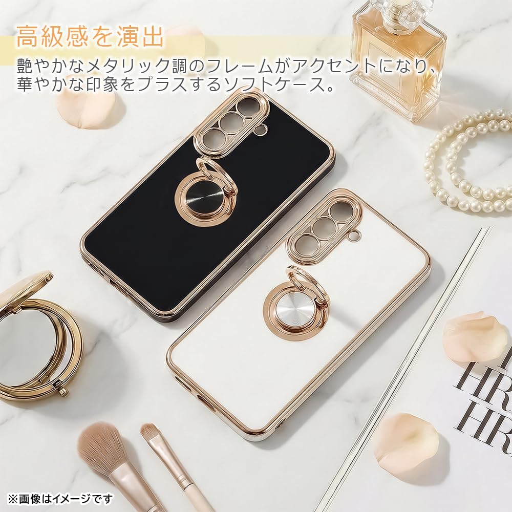 Detalle de レイ・アウト RT-GA26M1TRE/BG Galaxy A57 5G用リング付きケース ブラック×ゴールド
