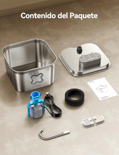 Thumbnail 8 de FEELNEEDY Fuente para Gatos de Acero Inoxidable SUS 304 2,8L con Filtración de 4 Capas