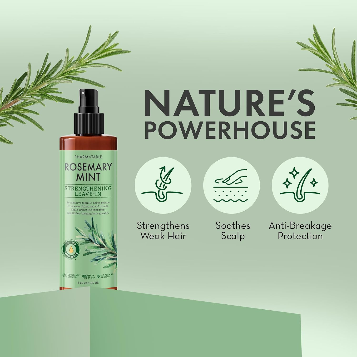 Detalle de Pharm to Table Rosemary & Mint Leave-In Conditioner Spray, 8 fl oz