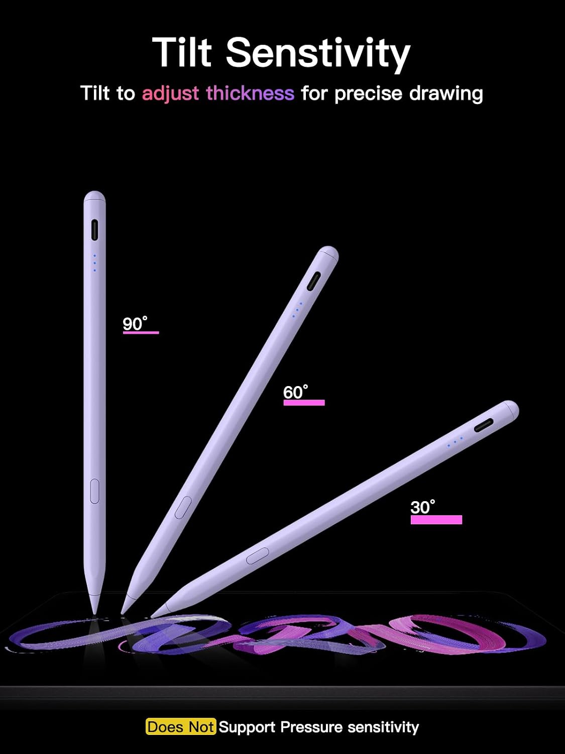 Thumbnail 6 de KEEPRO iPen-C-Purple Stylus Pen for iPad, Tilt Sensitivity and USB-C Charging