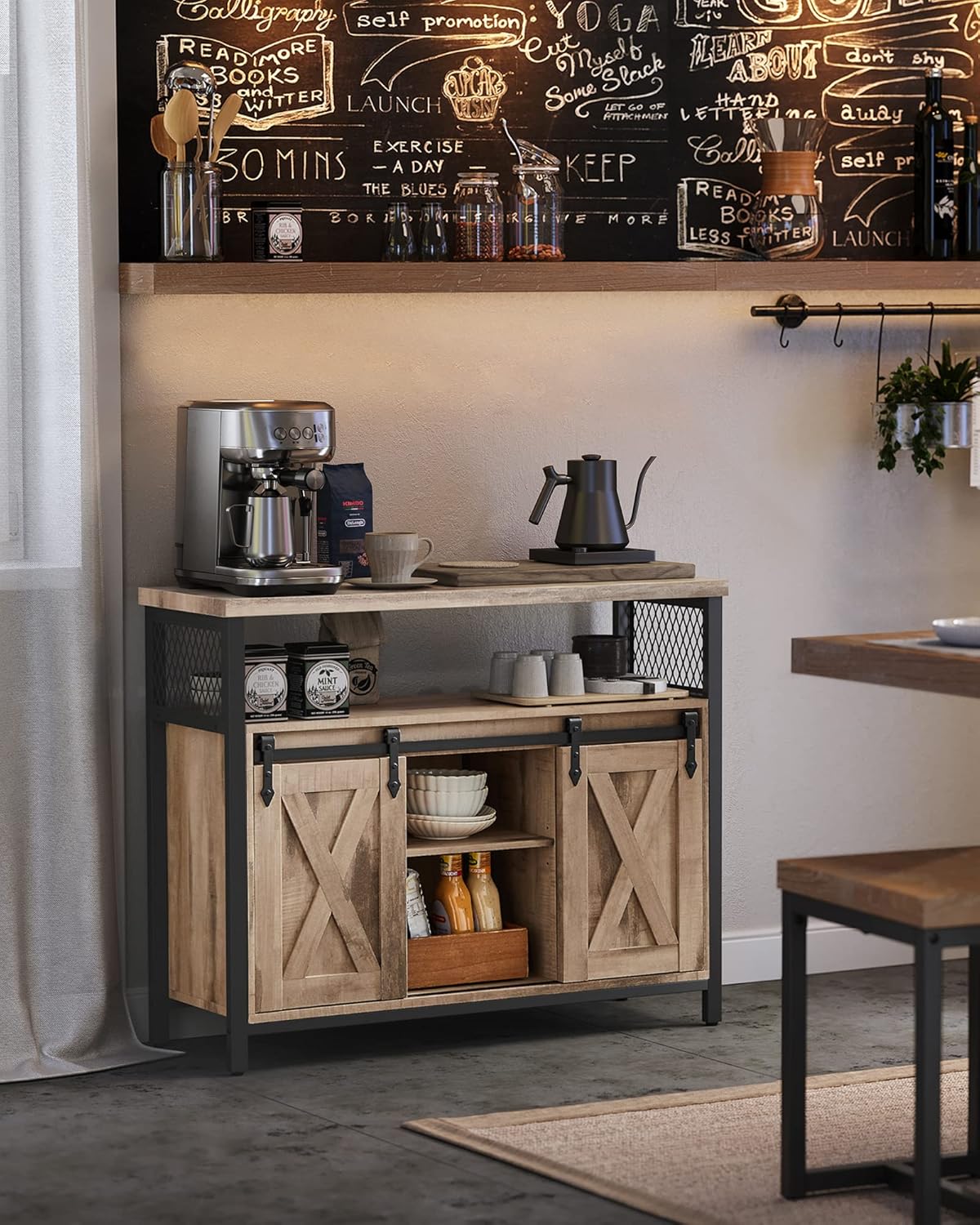 Detalle 2 de VASAGLE Meuble de rangement buffet 33 x 100 x 80 cm pour salon