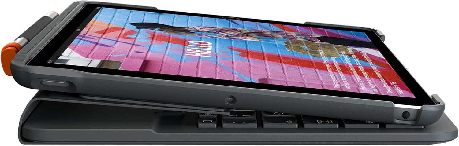 Detalle de Logitech Slim Folio für iPad (7., 8. und 9. Generation) – Grafit, skandinavisches QWERTY-Layout