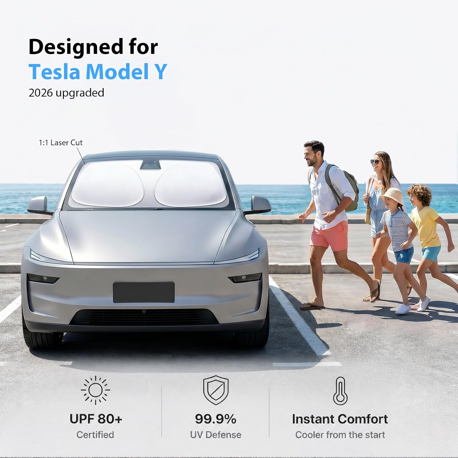 Detalle 2 de Adefor Windshield Sun Shade for Tesla Model Y