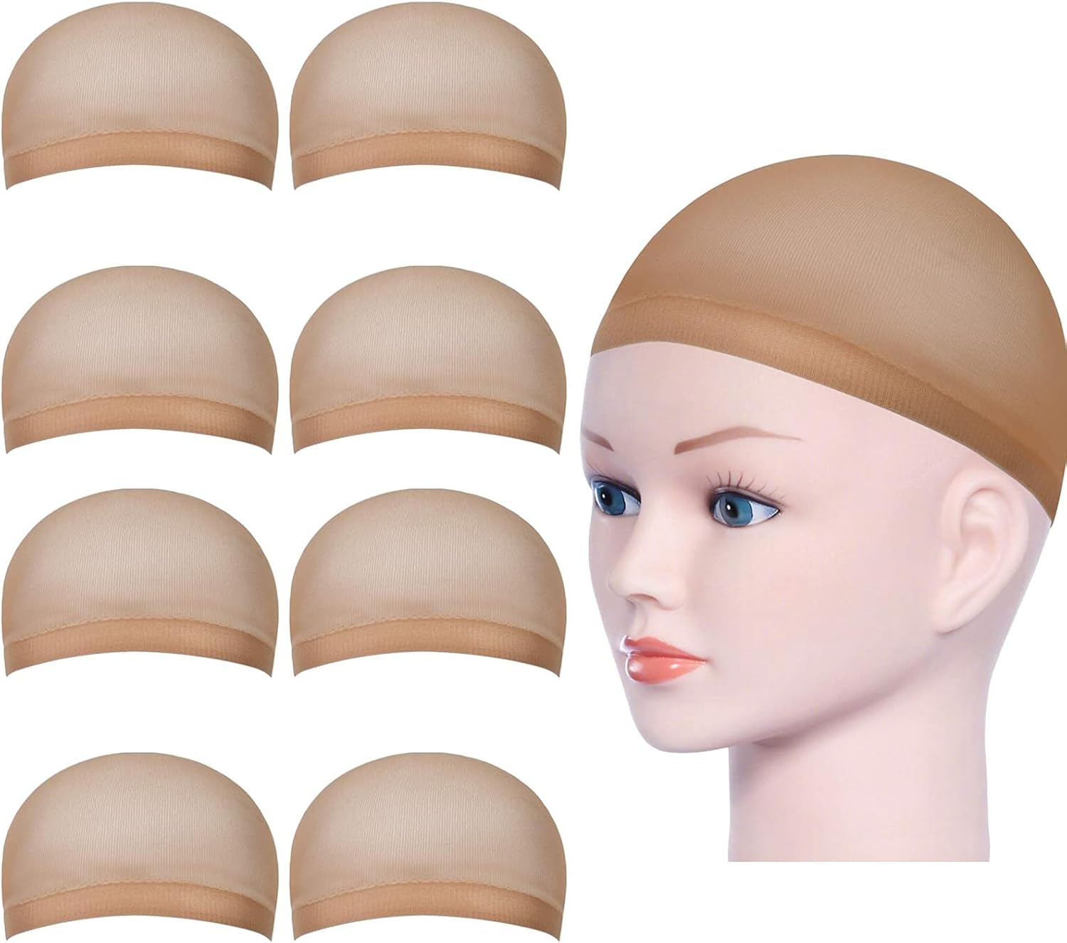 URAQT Wig Caps en filet pour perruque (lot de 8, neutres) – bonnets unisex