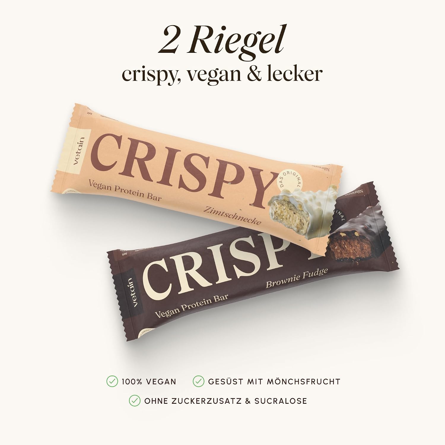 Detalle 2 de VETAIN Protein Probierpaket + Gratis Shaker – 8 vegane Proteinpulver, 2 Crispy Riegel und Shaker