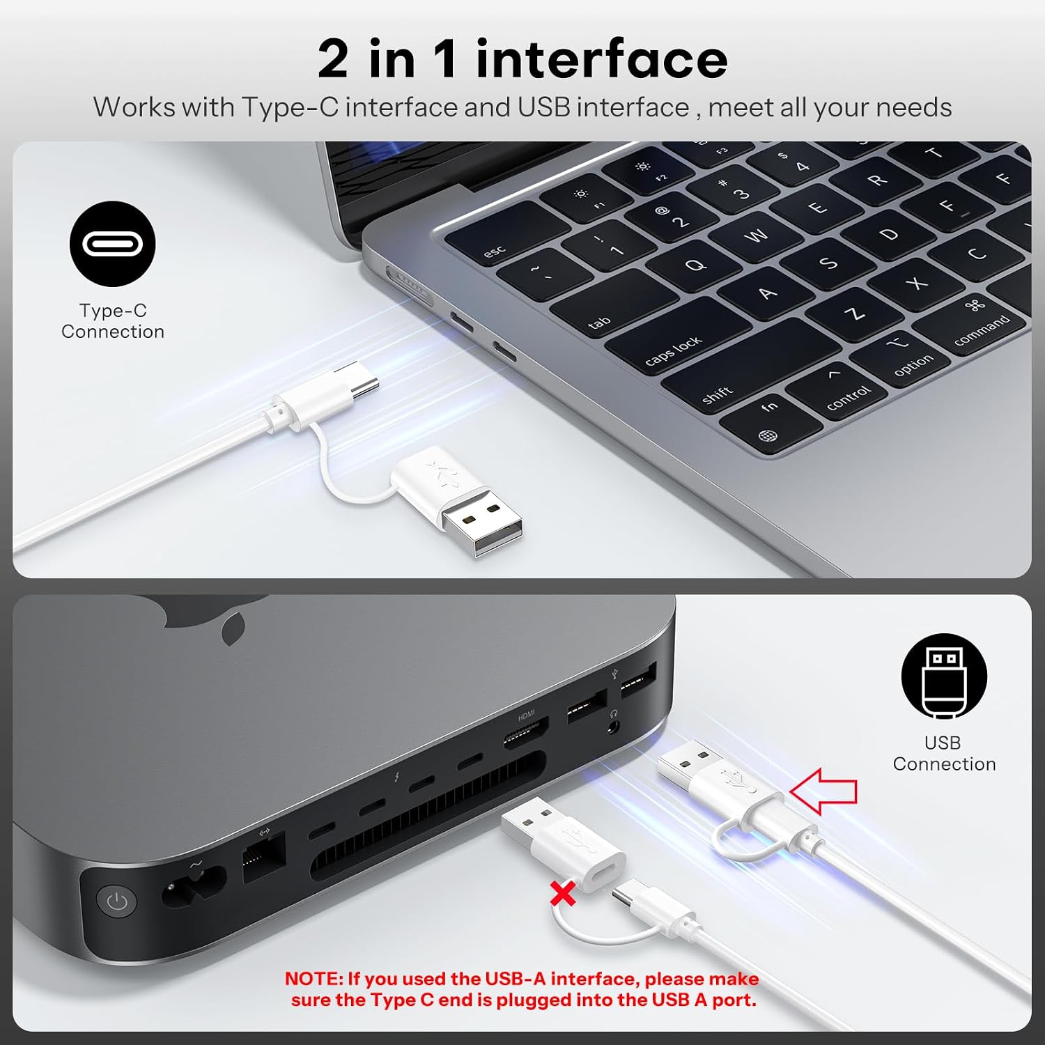Thumbnail 1 de OMOTON Wired Keyboard and Mouse Combo for Mac (UK QWERTY, USB/Type-C) - Silver