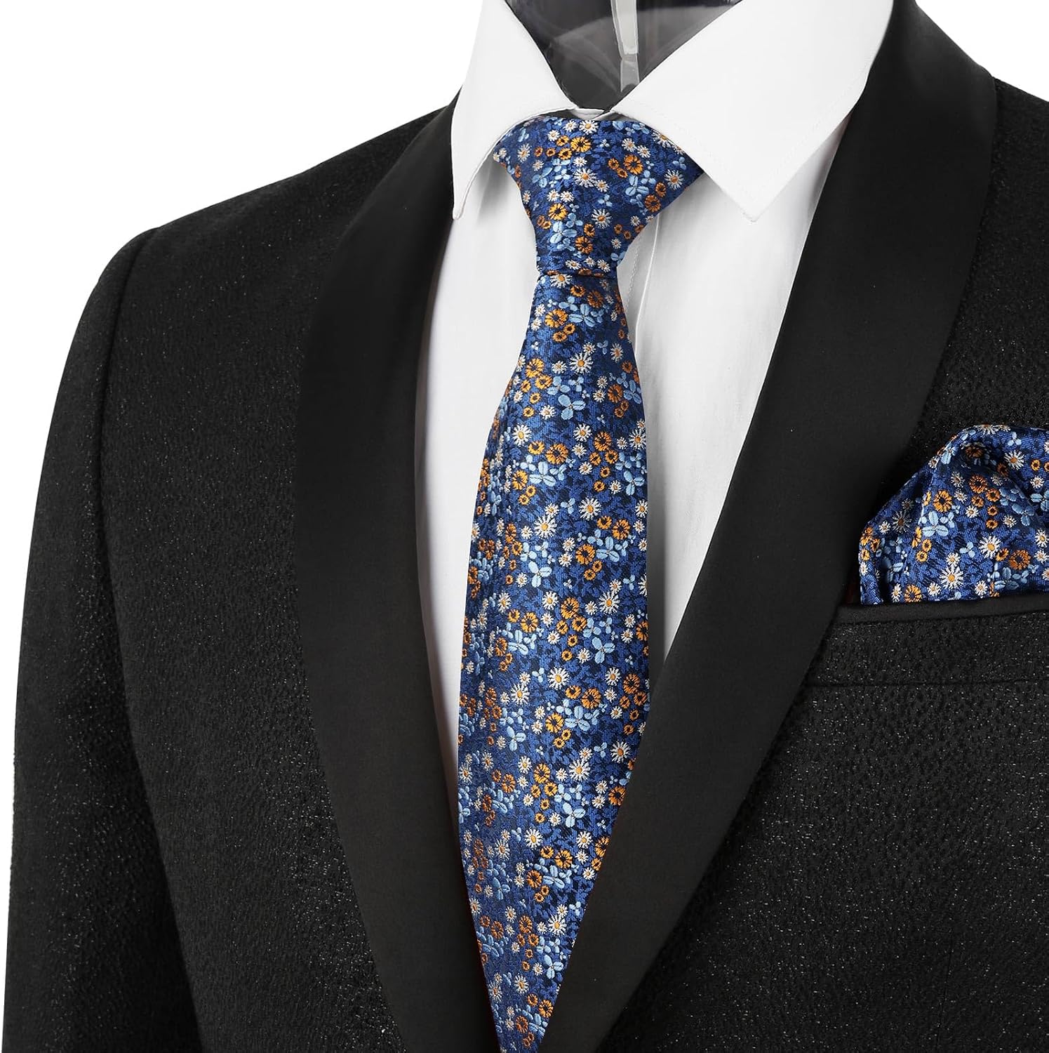 Thumbnail 4 de Alizeal Floral Patterned 8cm Tie with Pocket Square Set